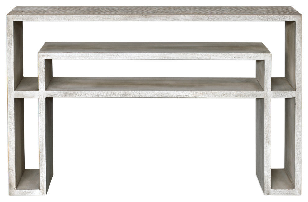 Uttermost Genara Wood Accent Console Table in Bone White and Oatmeal