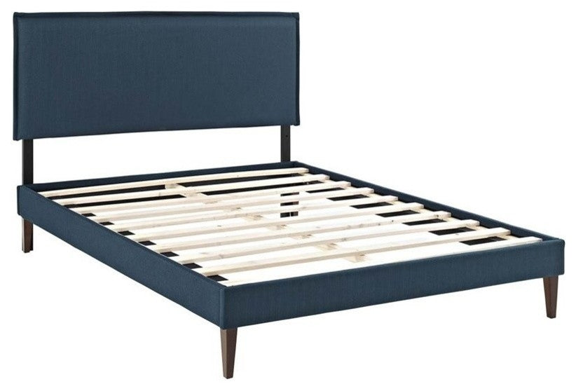 Modway Camille Full Fabric Platform Bed With Squared Tapered Legs, Azure