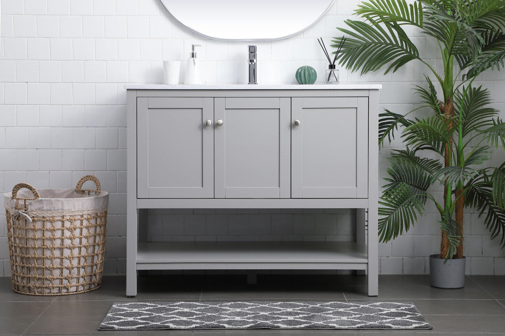 42" Single Bathroom Vanity, Grey