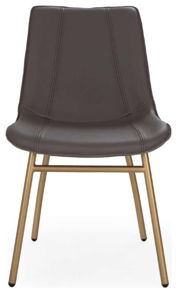 May Side Chair, Amber Ventura Leather, Brass Powder Coat