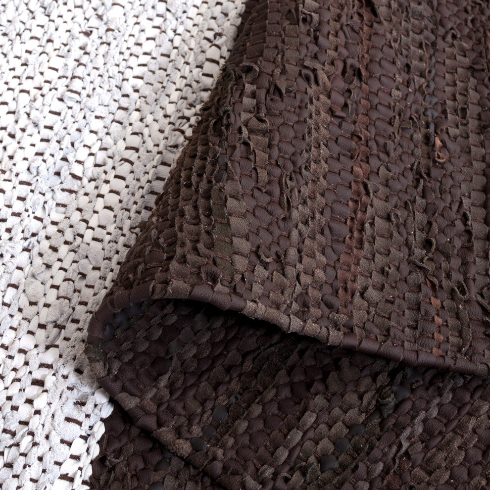 Safavieh Vintage Leather Collection, VTL310 Rug, Light Grey/Dark Brown, 2'3"x9'