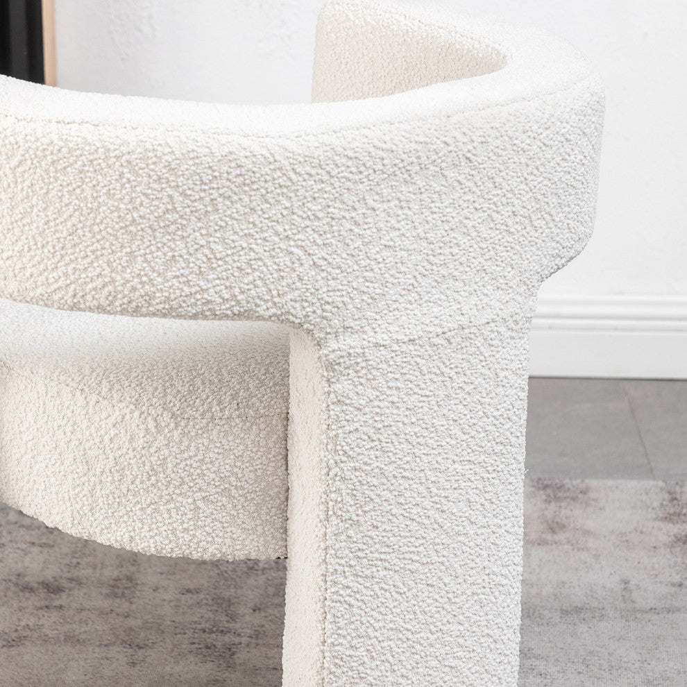 28" Wide Boucle Upholstered Square Armchair, Cream