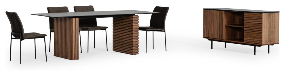 Modrest Maggie Modern Black and Brown Dining Chair, Set of 2