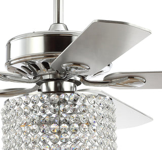 Brandy 52" 3-Light Crystal LED Ceiling Fan With Remote, Chrome