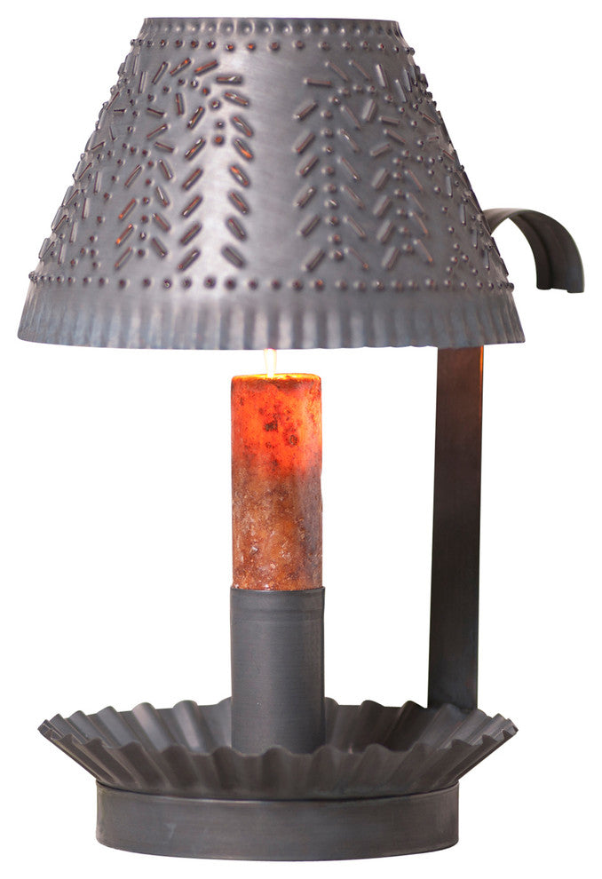 Farmhouse Shaded Candlestick in Blackened Tin