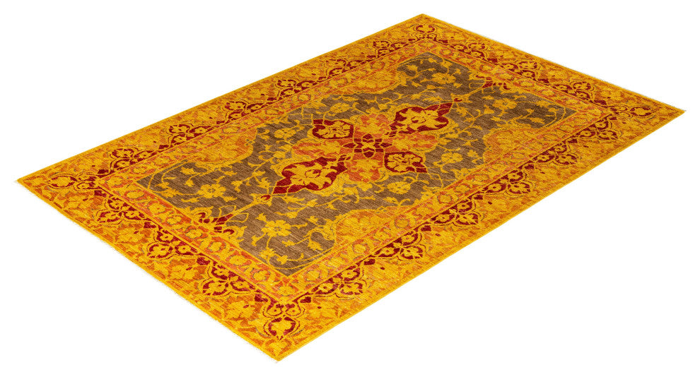 Overdyed, One-of-a-Kind Hand-Knotted Area Rug Brown, 6'1"x9'0"