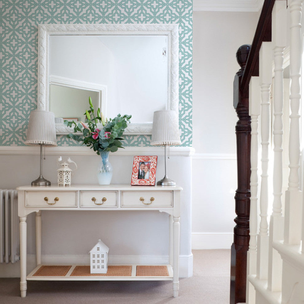 Diamond Flower Peel and Stick Vinyl Wallpaper, Mint, 24"w X 60"h