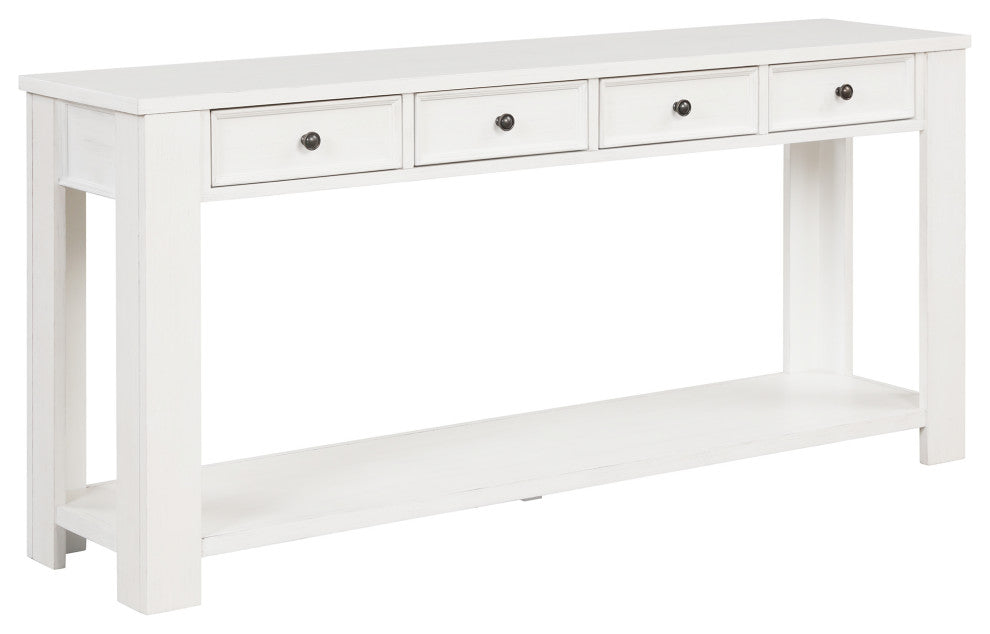 TATEUS Solid Pine Wood Console Table Entryway table with Drawers and Shelves