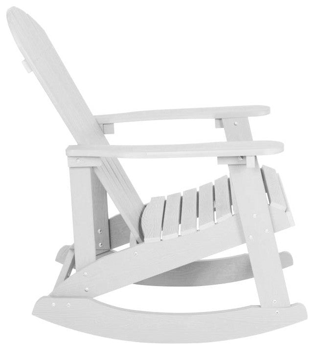 Savannah All-Weather Poly Resin Wood Adirondack Rocking Chair, White