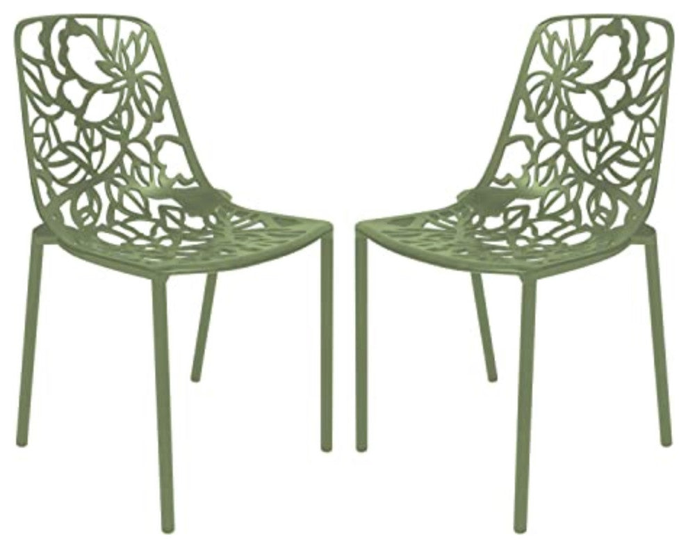 LeisureMod DC23G2 Modern Devon Aluminum Chair, Set of 2