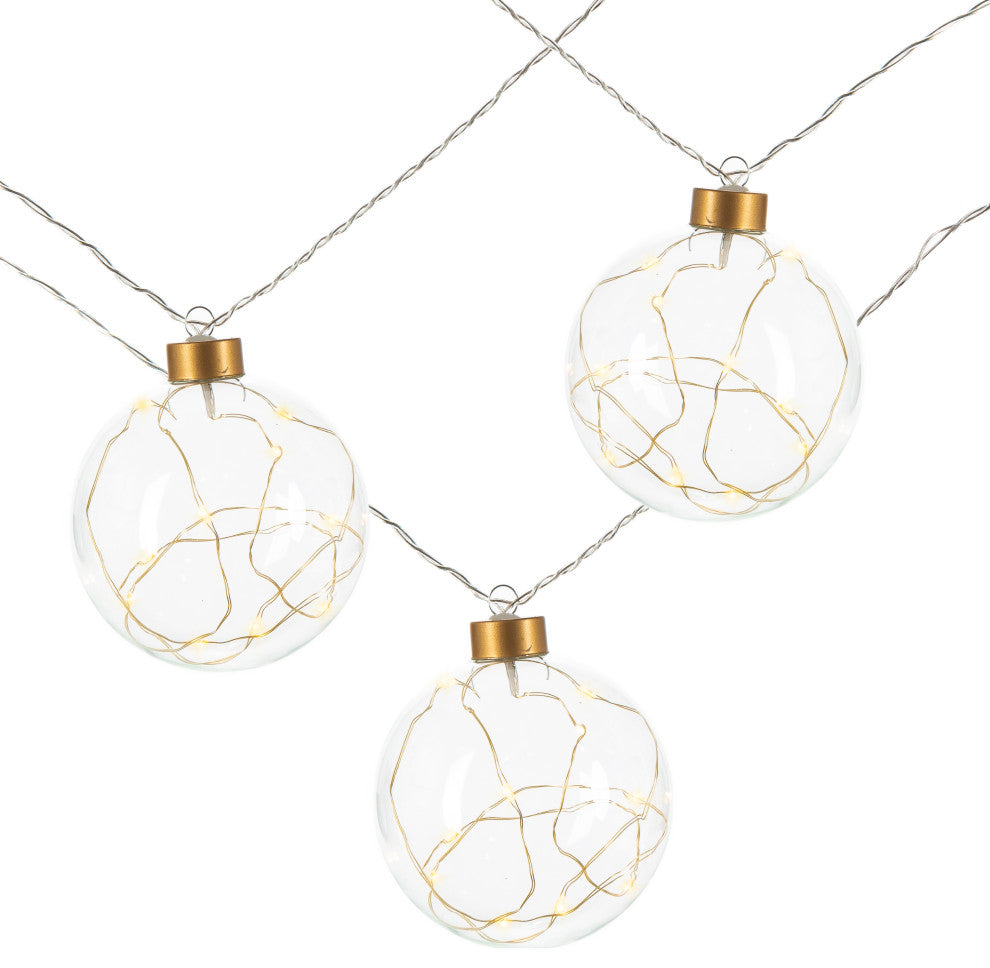 9.8' Clear Glass Ball LED Garland With 12 Lights