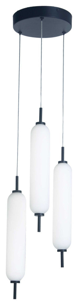 Typha LED Multi Pendant, 3 Light, Matte Black