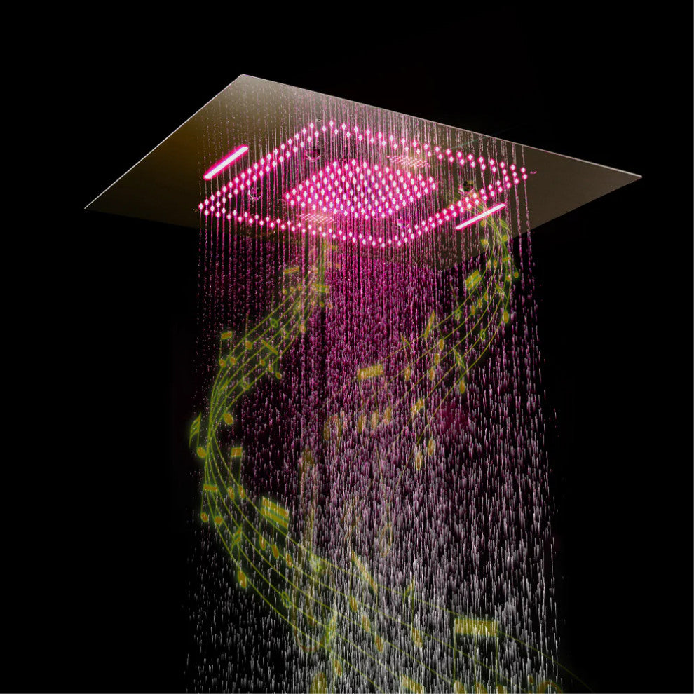 LED Mist Hot and Cold Shower System With Square Hand Shower, Phone Control
