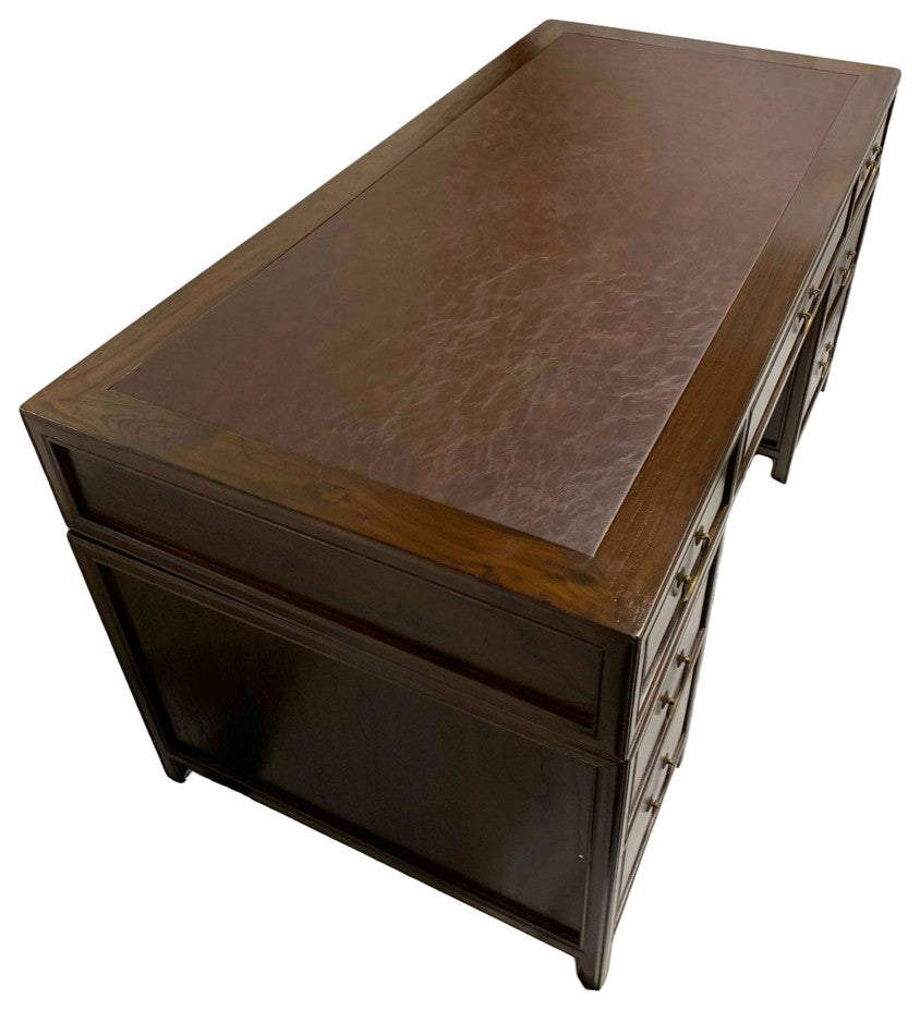 58" Oriental Rosewood Finish Home Desk With 7 Drawers