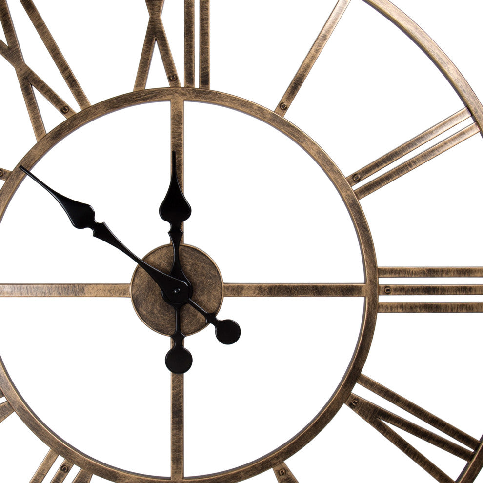 Kiera Grace Round Jodie Decorative Plastic Wall Clock, 30x30"es, Gold