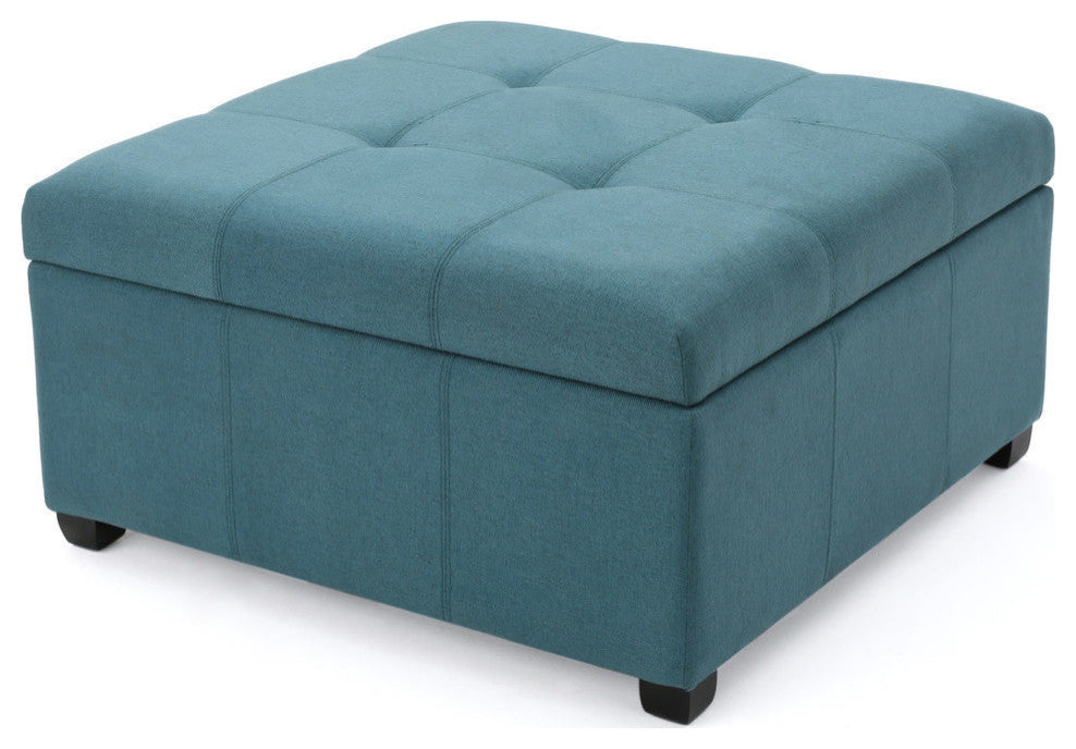 GDF Studio Carlyle Fabric Storage Ottoman, Dark Teal Fabric