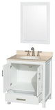 Wyndham WCS141430SWHIVUNOM24 White Vanity with Ivory Marble Top and Round Sink