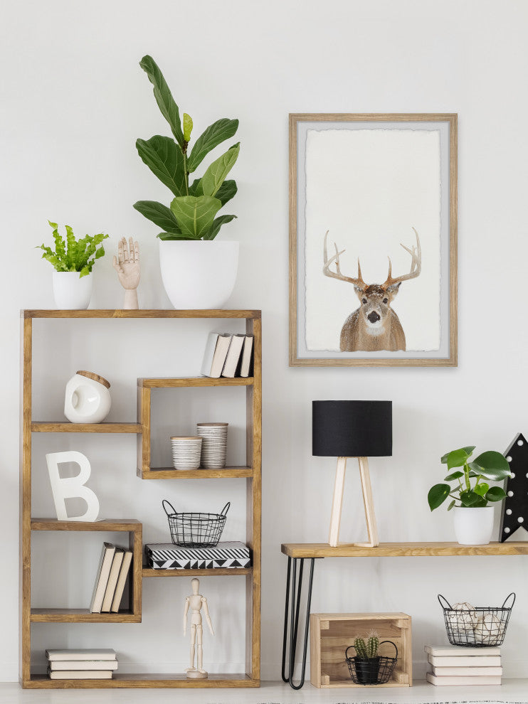 "Winter Deer" Framed Painting Print, 12x18
