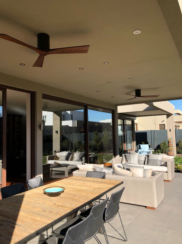 Irene-3 52" Hugger Ceiling Fan, Textured Bronze With Walnut Blades