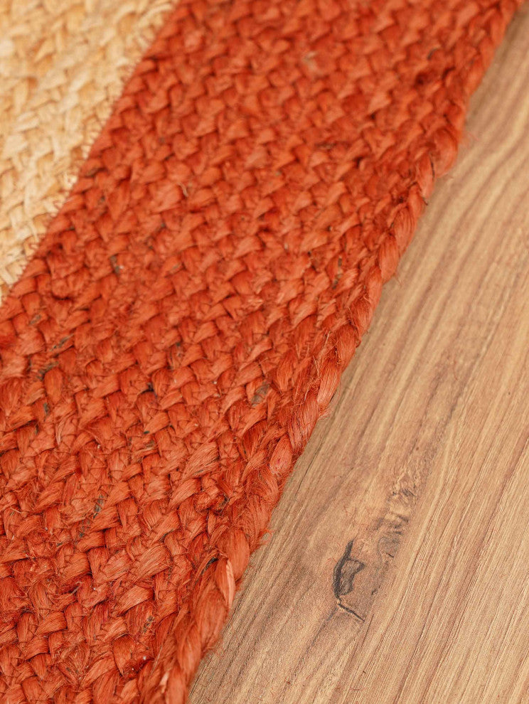 HAND KNOTTED JUTE ECO-FRIENDLY SOLID AREA RUG-Orange,Contemporary,Outdoor Indoor, [Rectangle] 8'x10'