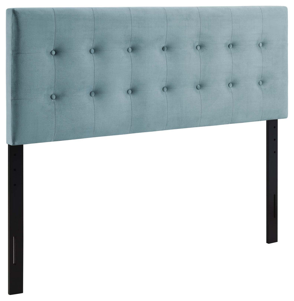 Light Blue Emily King Biscuit Tufted Performance Velvet Headboard