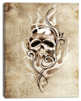 "Vintage Style Skull Devil Tattoo" Digital Art Canvas Print
