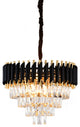 8-Light D20" Black And Gold Stainless Steel Chandelier With Crystals