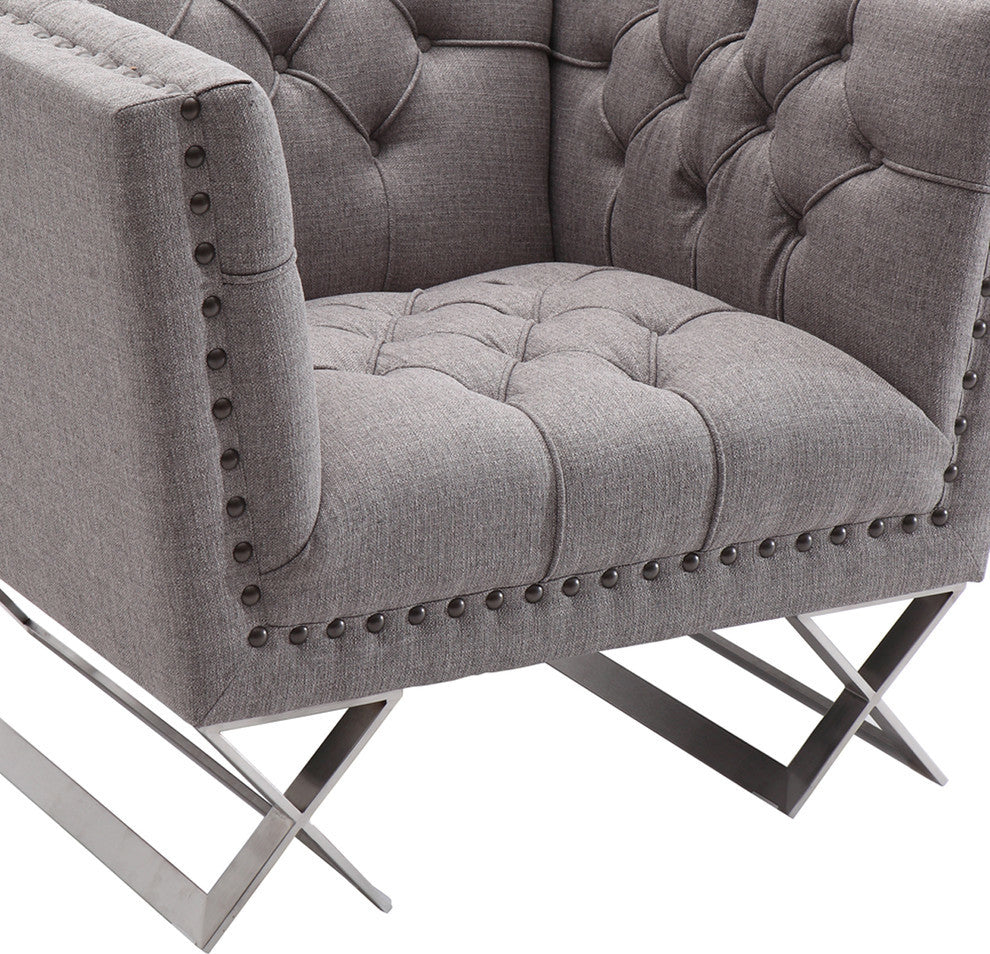 Odyssey Sofa Chair In Brushed Stainless Steel Finish