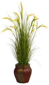 Nearly Natural 53" Wheat Grain Artificial Plant, Decorative Planter