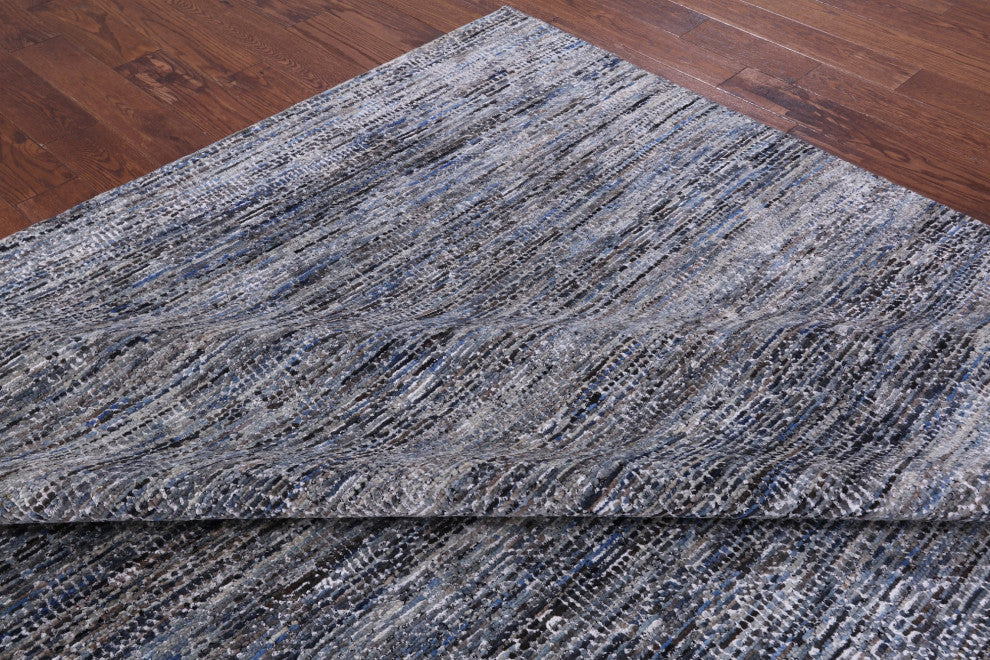 Wool and Silk Modern Handmade Rug 9' 0" X 11' 11" Q8590