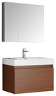Fresca Mezzo 30" Teak Wall Hung Modern Bathroom Vanity With Medicine Cabinet