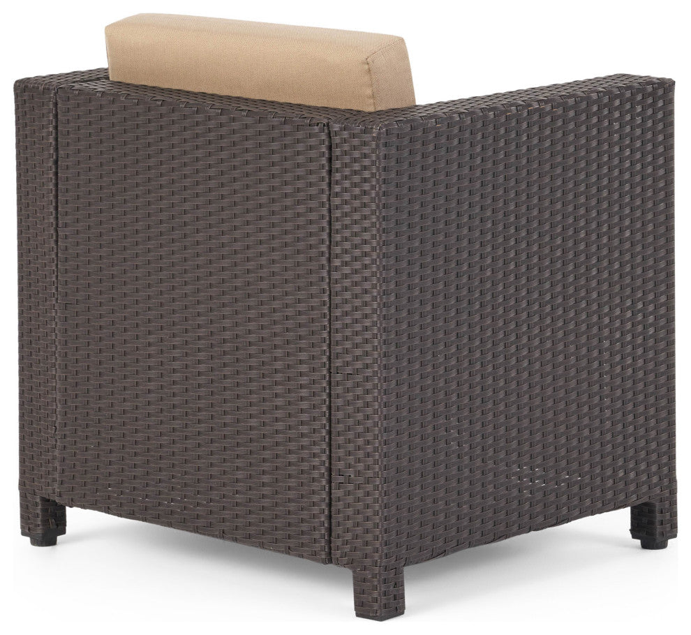 GDF Studio 4-Piece Livingston Outdoor Fire Pit Chat Set, Brown