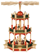 Richard Glaesser 3-Tier Pyramid With Nativity Scene- Stained Finish