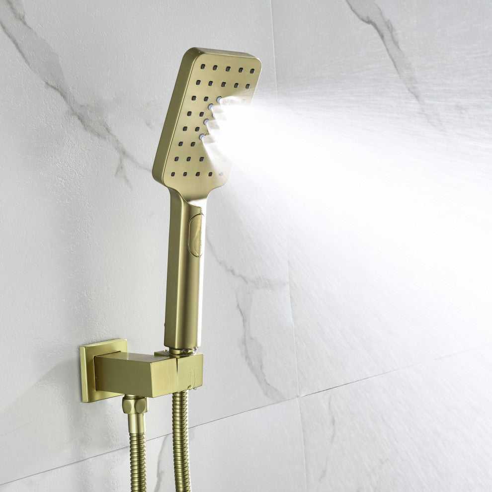 Luxury Shower System With 3-Function Hand Shower, Brushed Gold