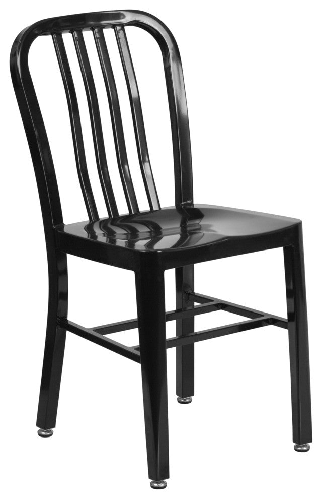Commercial Grade Black Metal Indoor-Outdoor Chair