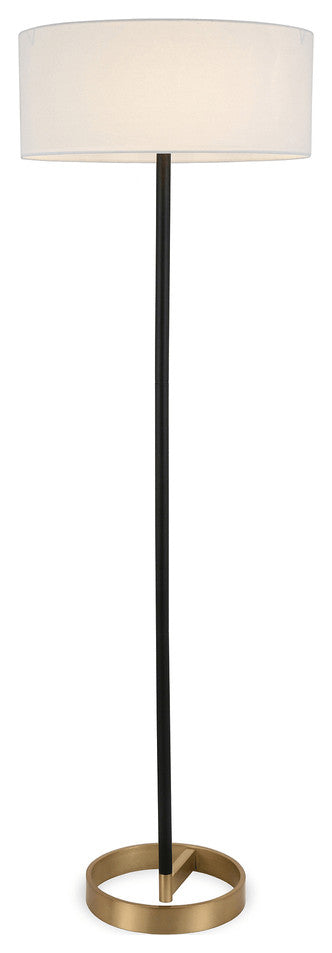 62" Black Traditional Shaped Floor Lamp With White Frosted Glass Drum Shade