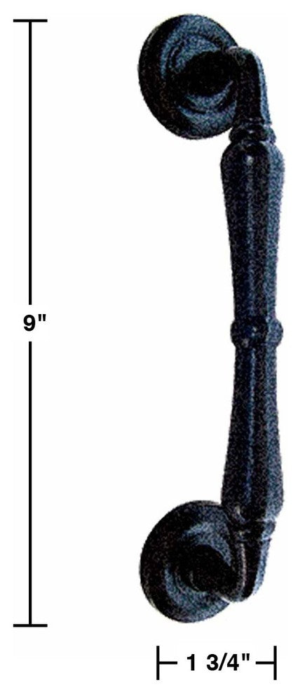 9" Wrought Iron Door Gate Handle Pull Colonial Antique Design Pack of 2