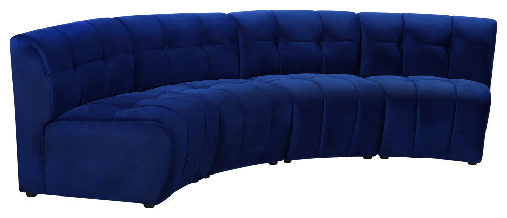 Limitless Velvet Upholstered 4-Piece Modular Sectional, Navy