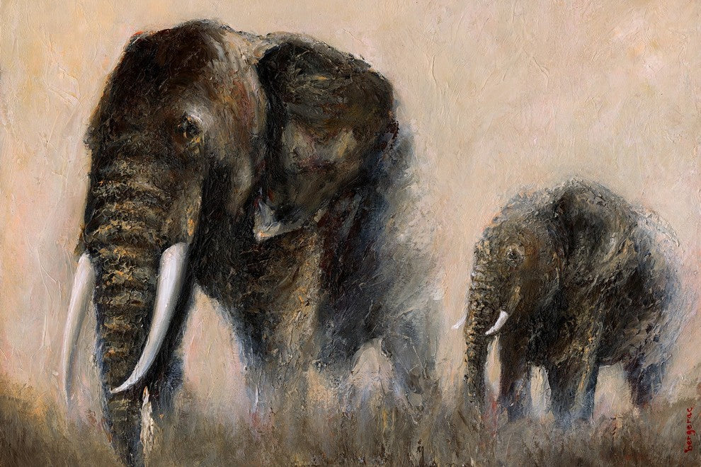 Marmont Hill, "Under My Protection" by Bergerac Painting Wrapped Canvas, 18x12