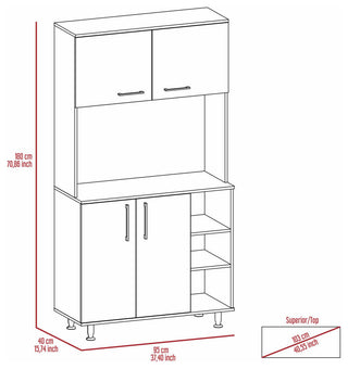 Colorado Multipurpose Pantry Cabinet with Open Counter & Three Open Shelves
