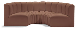 Arc Vegan Leather Upholstered 4-Pc. Inward Curved Modular Sectional, Cognac