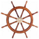 Nautical Sheesham Wood Decorative Ship Wheel With Brass Center, Brown