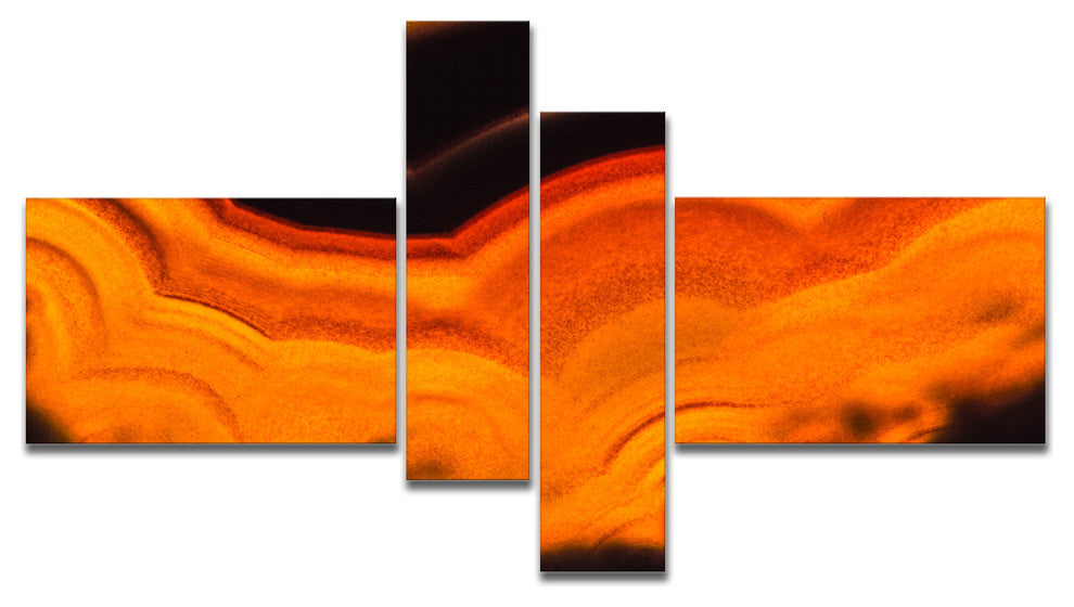 Agate Macro Orange, Abstract Canvas Wall Art Print, 60"x32", 4 panels