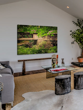 "Cedar Mill and Covered Bridge" Painting Print on Canvas