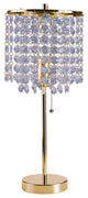 Benzara BM240890 Metal Stalk Design Table Lamp With Hanging Crystals Shade, Gold