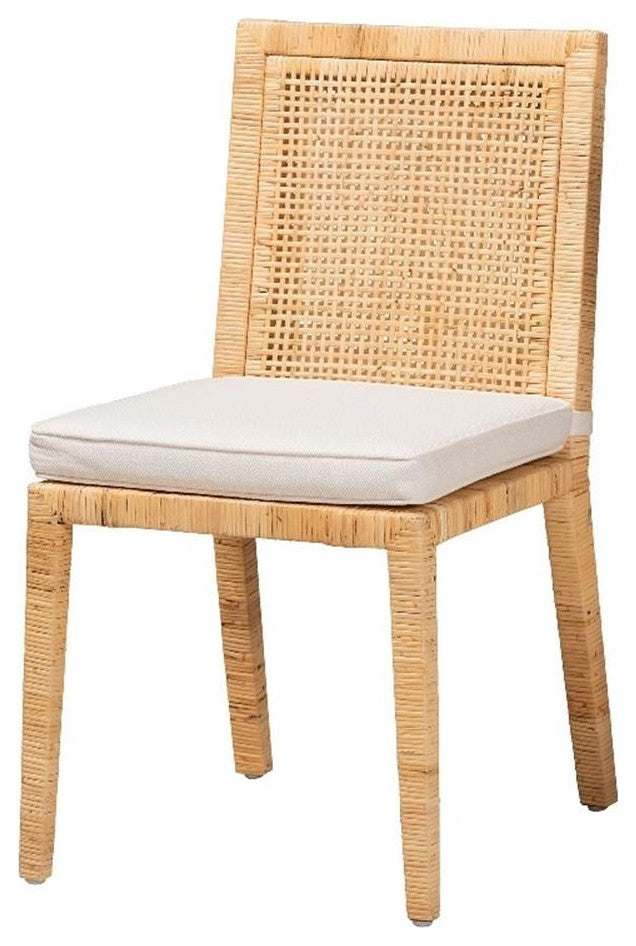 Baxton Studio Sofia Walnut Finished Wood and Rattan Dining Chair