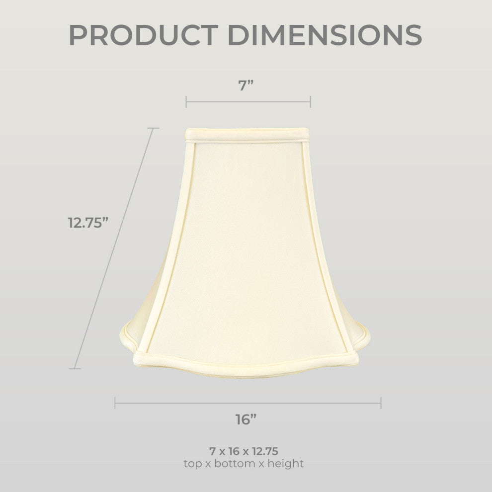 Royal Designs Fancy Square Bell Basic Lamp Shade, Eggshell, 7x16x12.75, Single