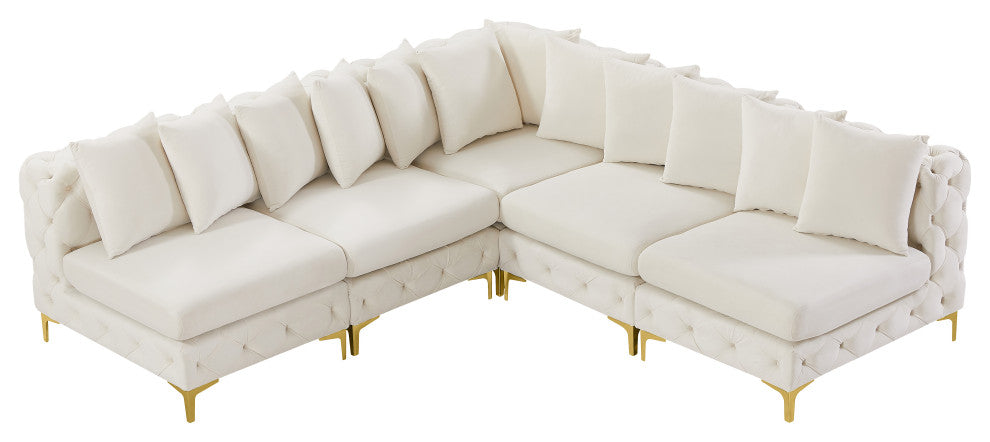 Tremblay Modular Sectional, Cream, L-Shaped, 5-Piece: Armless (4), Corner (1)