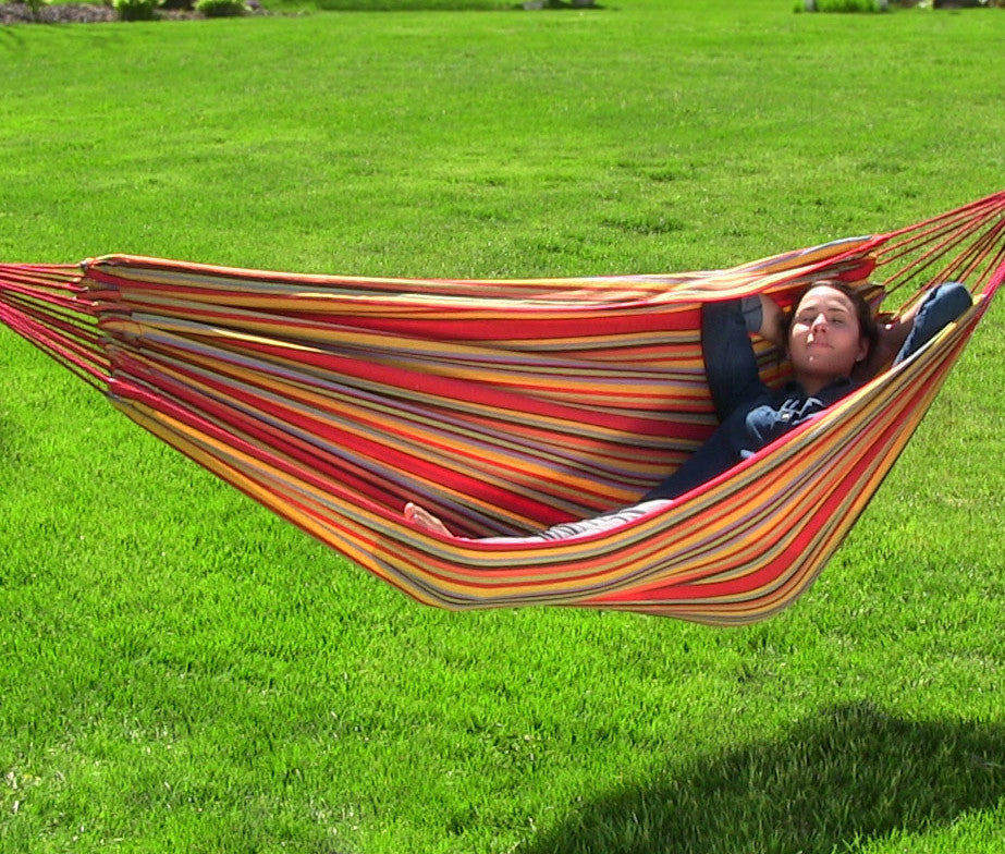 Sunnydaze Brazilian Double Hammock - 2-Person Portable Hammock Bed - Sunset