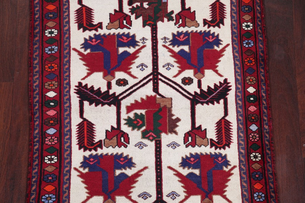 Consigned, Vintage Hand-Knotted Persian Oriental Low Pile Carpet, Beige, 3'x5'